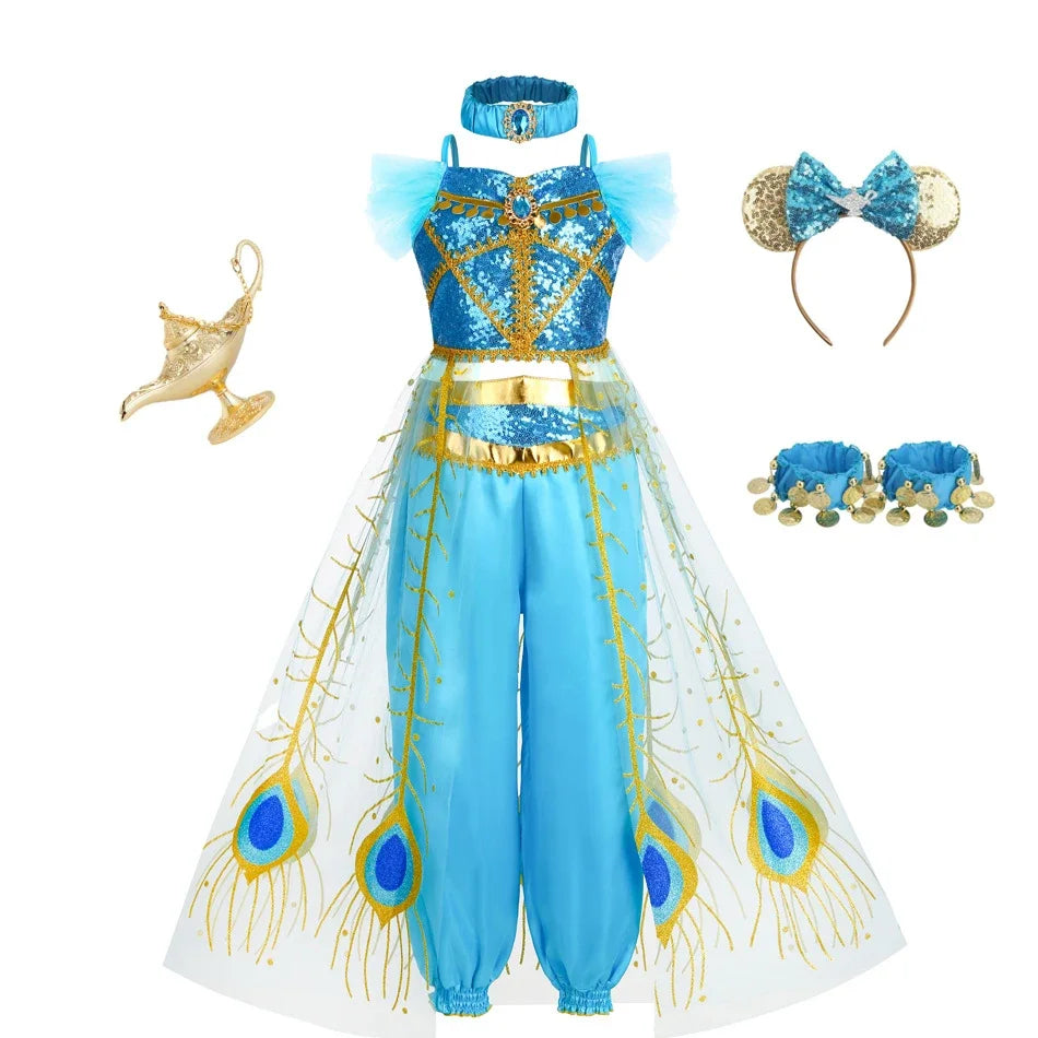 Halloween Party Princess Dress Kids Jasmine Costume