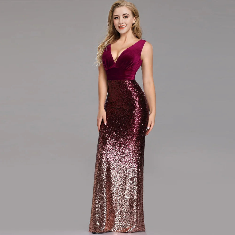Sexy vintage Maxi Sequin cocktail Dress bridesmaid Prom Dresses for Women Casual Party Long sleeve club Bodycon Dress vestidos