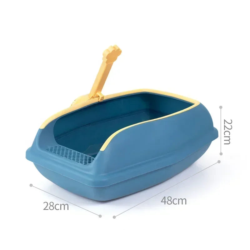 Semi Closed Plastic Sand Box Large Capacity Cat Litter Box For Cats Pet Toilet Anti Splash Cat Tray Cleaning Bath Basin Supplies