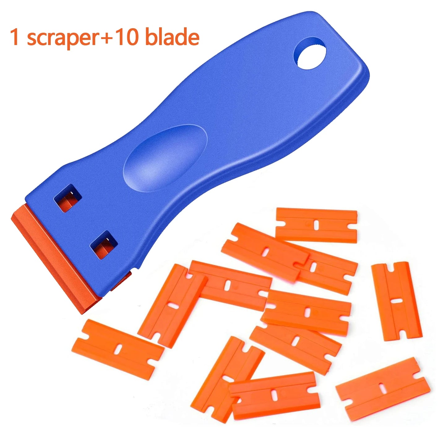 Razor, 1PC Plastic Scraper Tool with 10PCS Plastic Blades for Removing Glue, Sticker, Decals, Tint from Car Window and Glass
