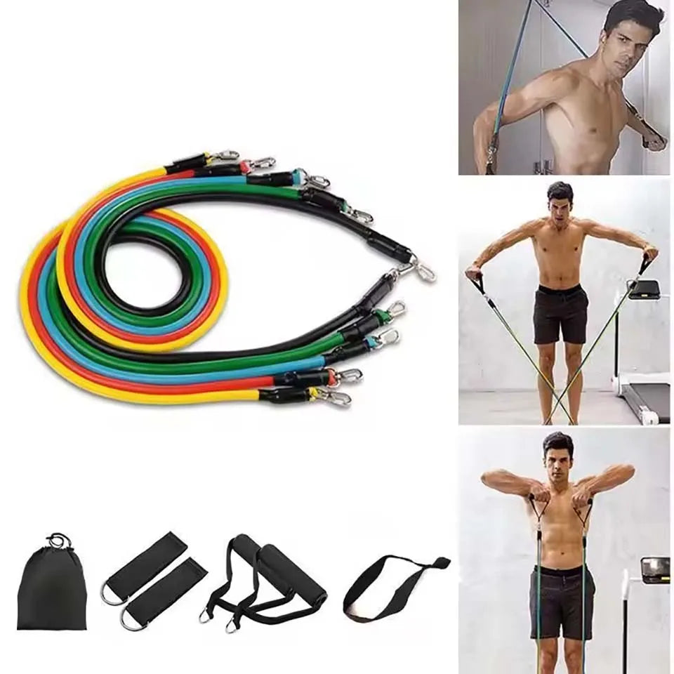 11pcs/Set Pull Rope, Resistance Bands, Portable Fitness Equipment, Ankle Strap, Chest Expander, Elastic Exercise Band