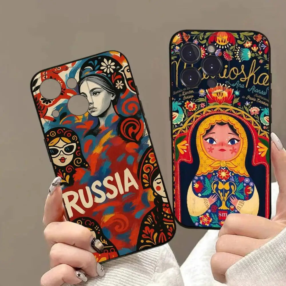 Russian Traditional Pattern Phone Case TPU Phone Case For Iphone17 Air 16 15 14 13 12 11 Pro Max Plus Cover Case