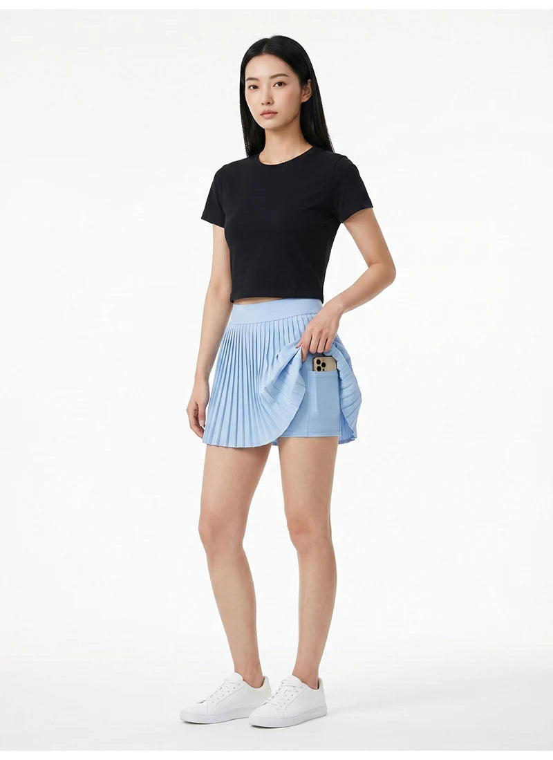 BIVIGAOS Summer Fashion High Waist Sport Short Skirt Women Youthful Cute Mini Skirt Safety Shorts Accordion Pleated Tennis Skirt