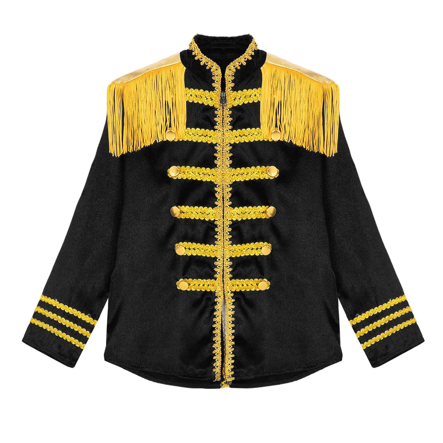 Kids Girls 60s Retro Hippie Rock Band Musician Costume Halloween Cosplay Carnival Party Circus Drummer Parade Tassel Jacket Coat
