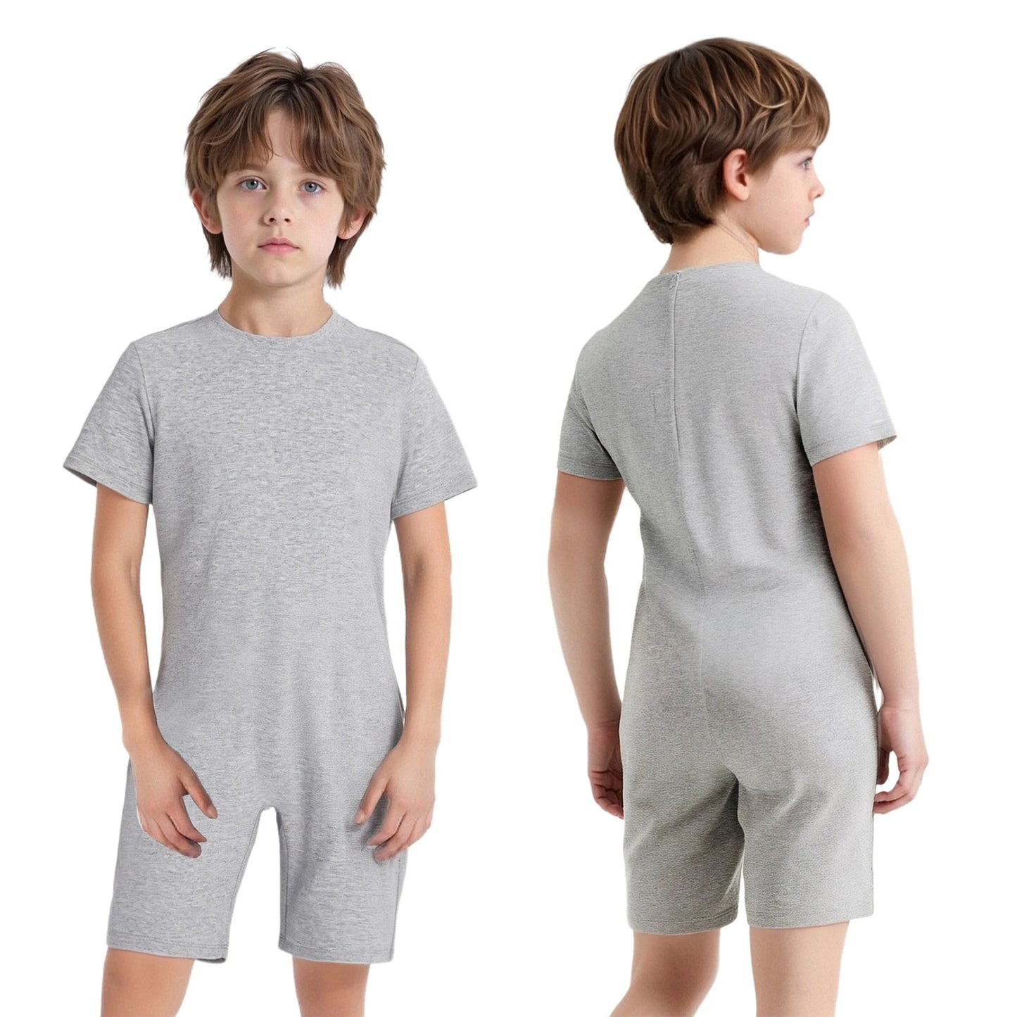 Children Special Needs Adaptive Clothing Solid Color Long Sleeve Zipper Back Jumpsuit Cotton Rompers Workout Sports Bodysuit