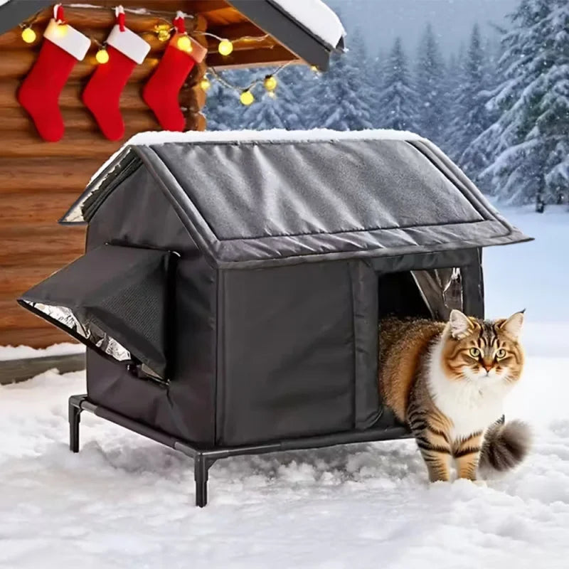 Stray Cat dog House Elevated Pet House-Bed Moisture-Proof Design Cat House Winter Warm Pet Cave Sleeping Beds Puppy Supplies
