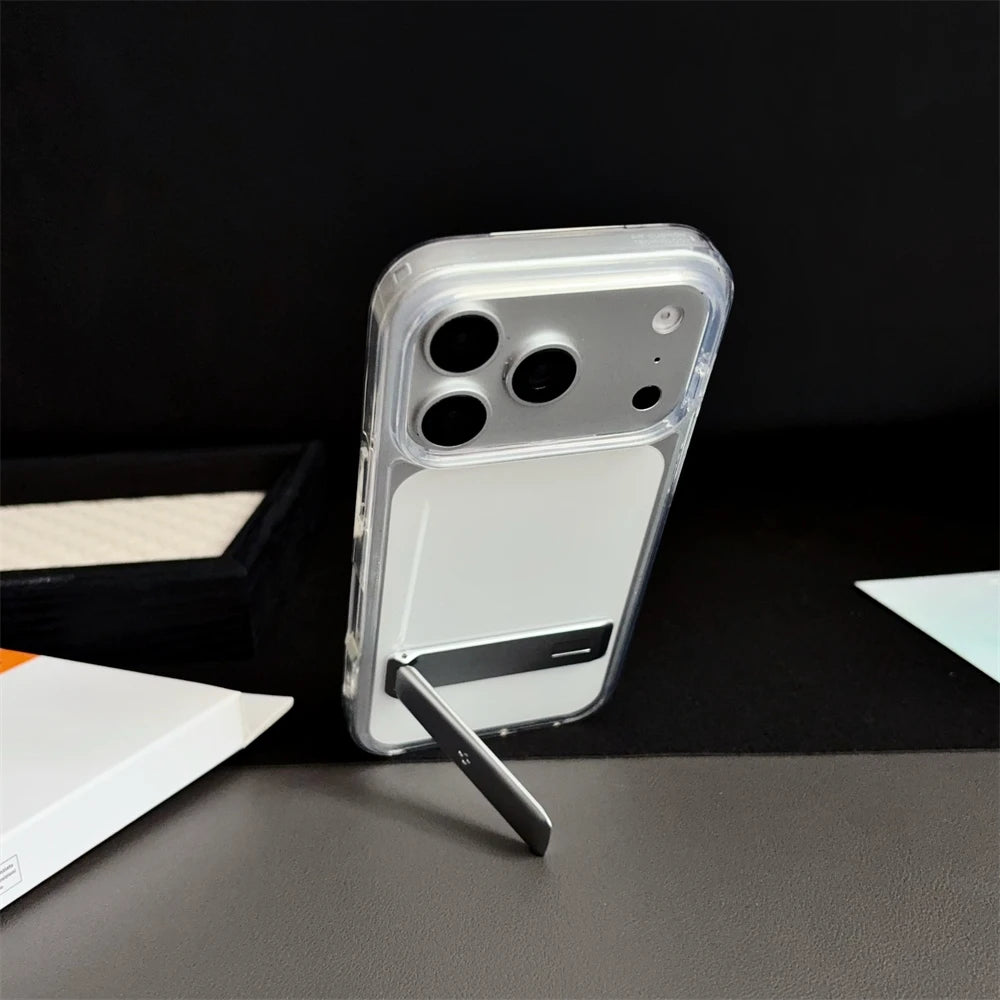 Spigen Ultra Hybrid Bracket Transparent Phone Case For iPhone 17 Pro Max 18 16 15 14 13 12 Kickstand Shockproof Clear Back Cover