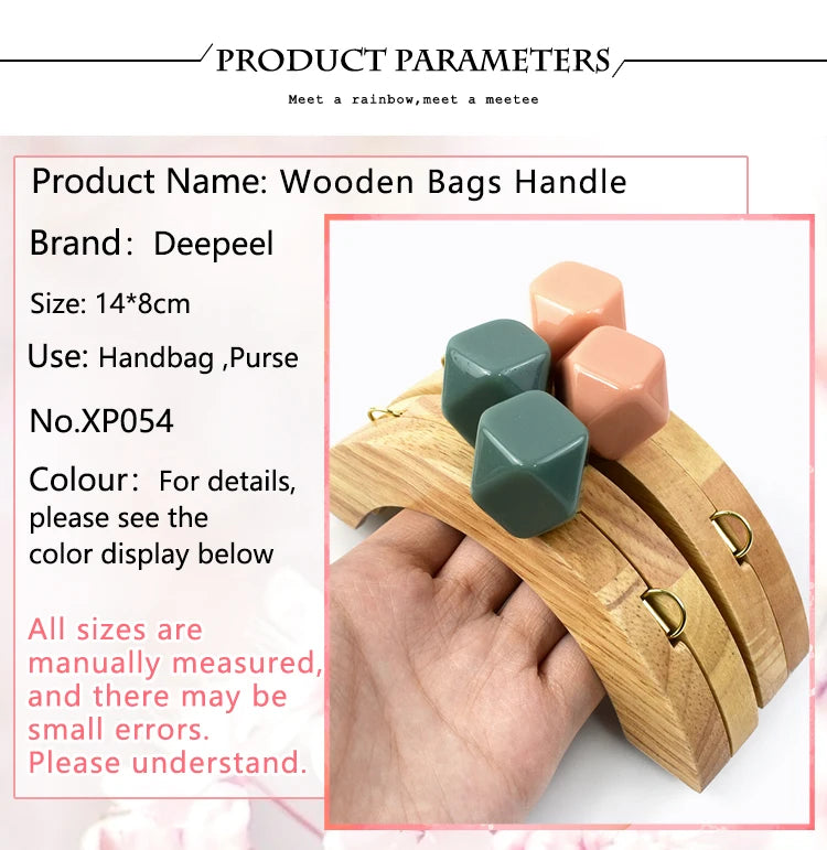 1/2Pcs Deepeel 14cm Wooden Purse Handle Colored Beads Mini DIY Bag Frame Kiss Women Handbag Closure Clasp Handmade Accessories