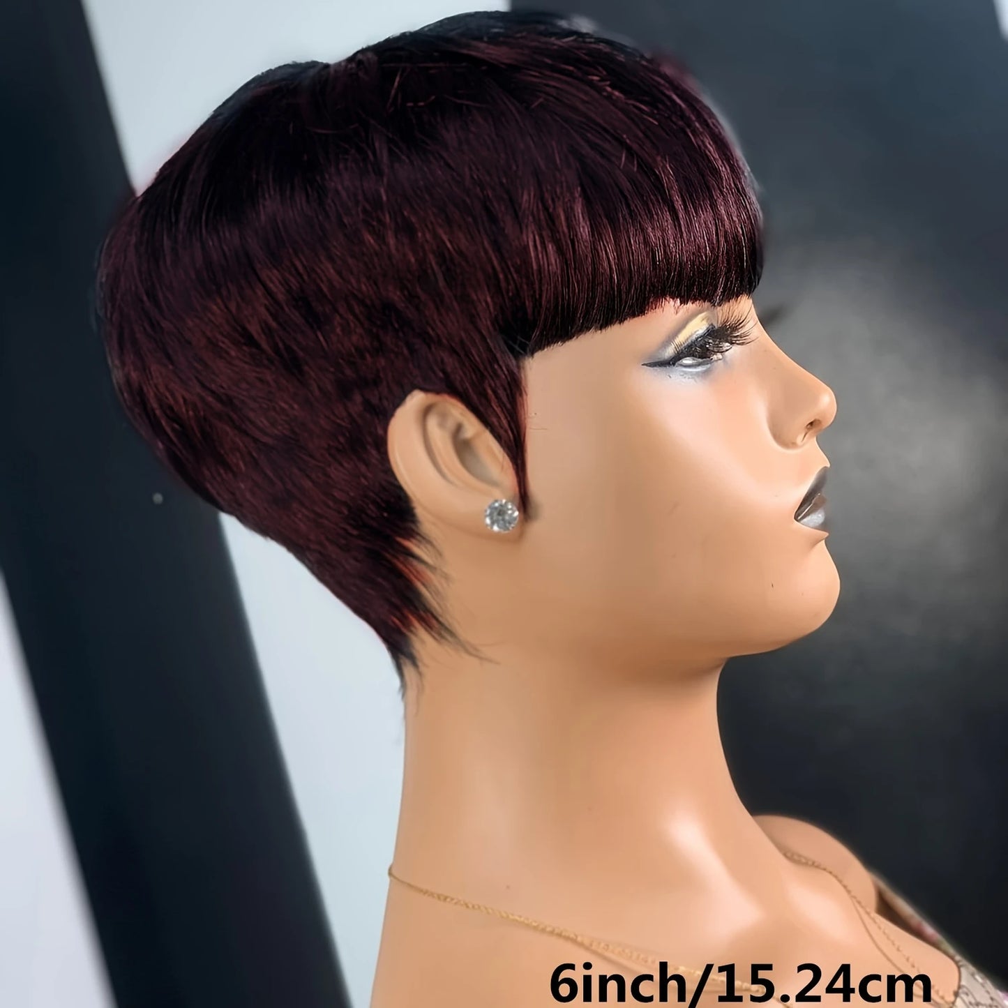 Pixie Cut wigs for Black Women Straight Human Hair Wigs with Bangs Natural 1B Color Wig Short Layered Full Machine Made Wig