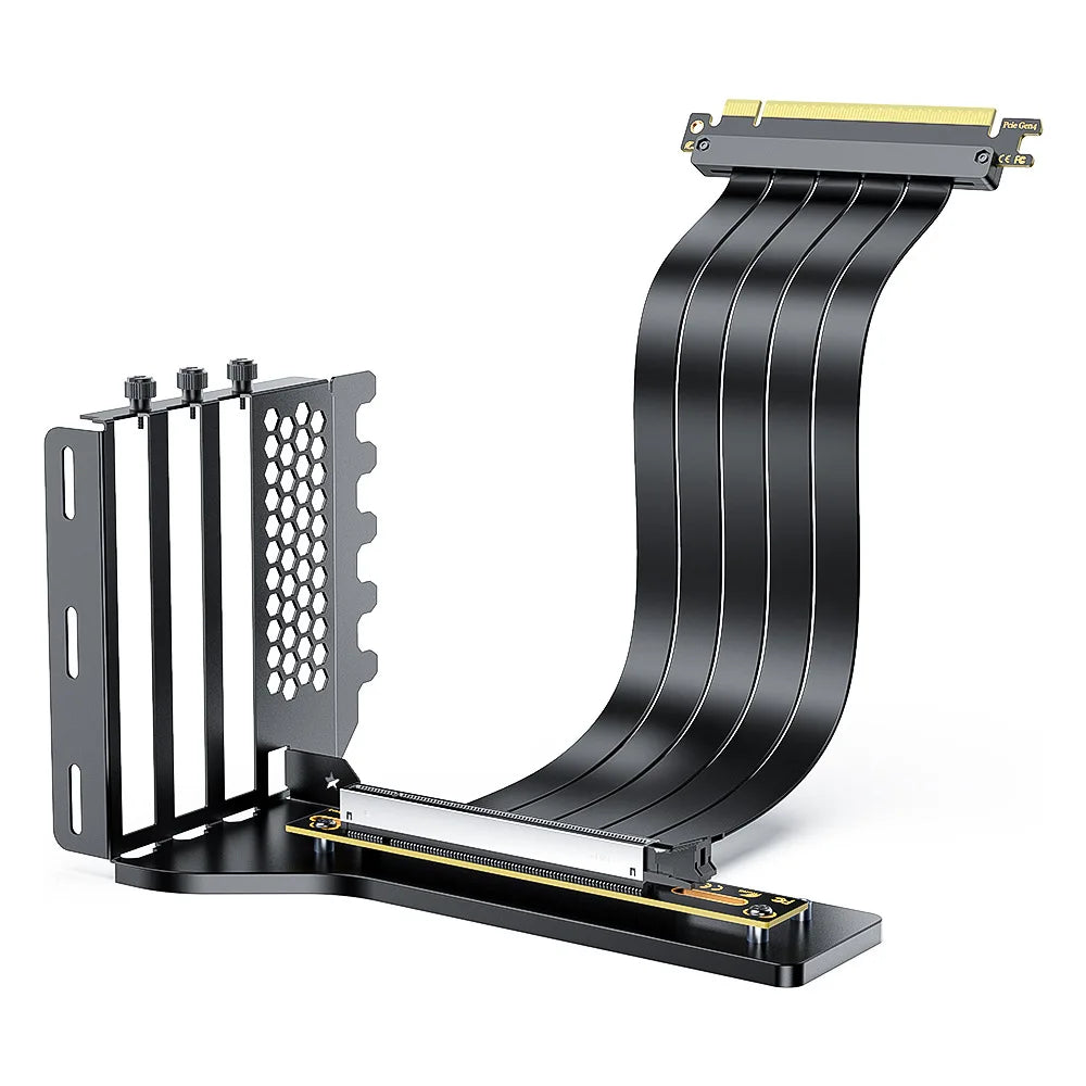 Teucer Vertical GPU Mounting Bracket PC Graphics Card Holder PCI-E 3.0/4.0 x16 Anti-interference Flexible 90° Extension Cable
