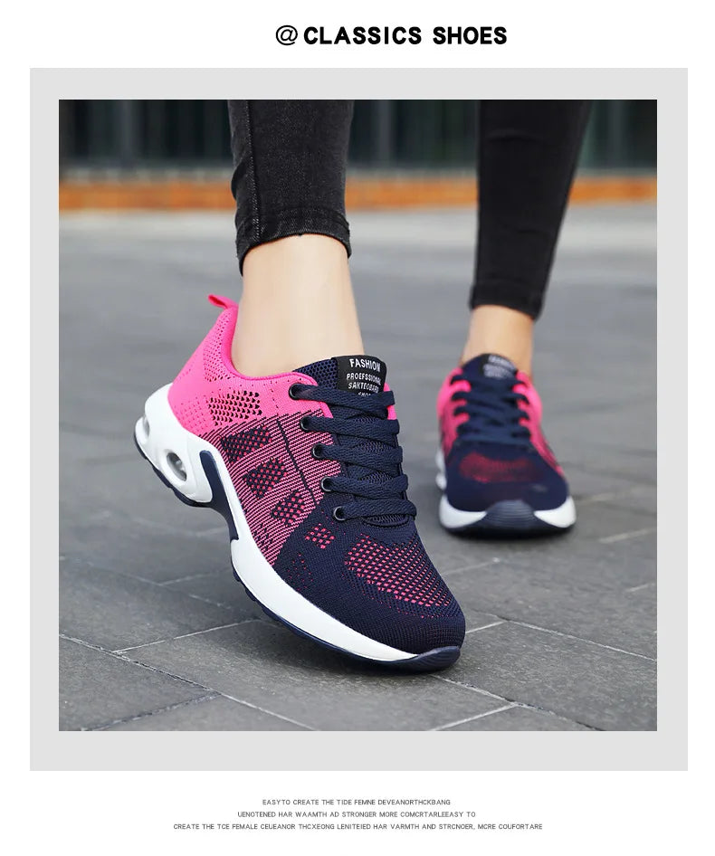 Mesh Women Running Shoes Breathable Casual Shoes Outdoor Light Weight Pink Tenis Sports Shoes Casual Walking Sneakers for Wamen