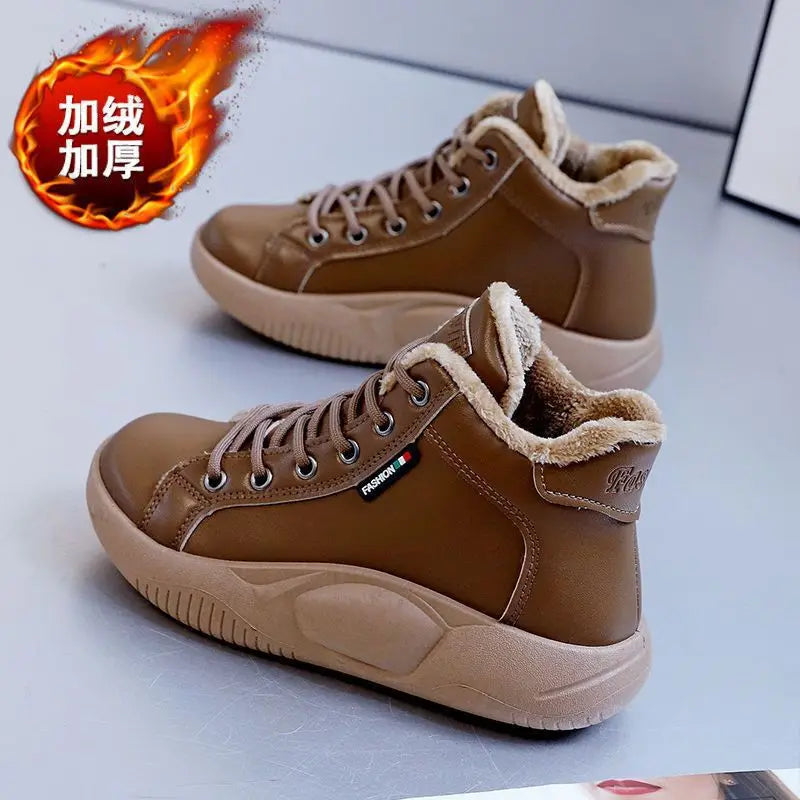 CINESSD Version of High-top Shoes for Female Students Trend of Casual Running Shoe Comfortable Lace-up Sneakers Female Shoes