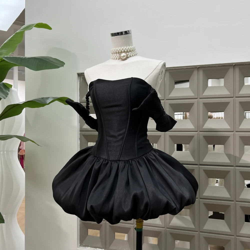 Luxury Women's Summer Nightclub Party Dresses Sexy Off Shoulder A Line Ball Gowns Elegant Birthday Cocktail Dress With Shorts