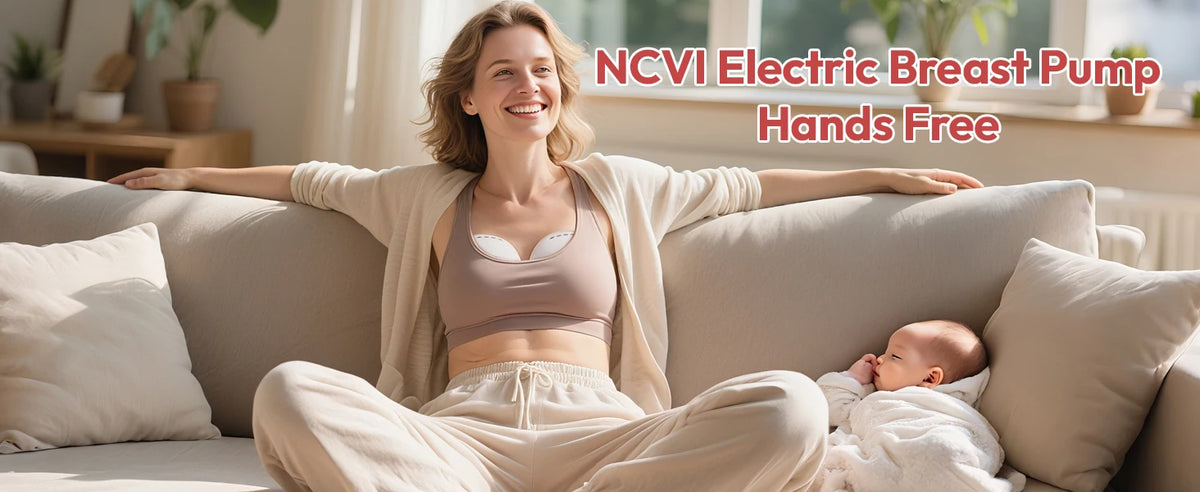 NCVI 2Pack Wearable Breast Pump Hands‑Free,1500mAh Battery,Quiet LED Display,4 Modes 9 Levels,19/21/24mm Flanges for Nursing Mom