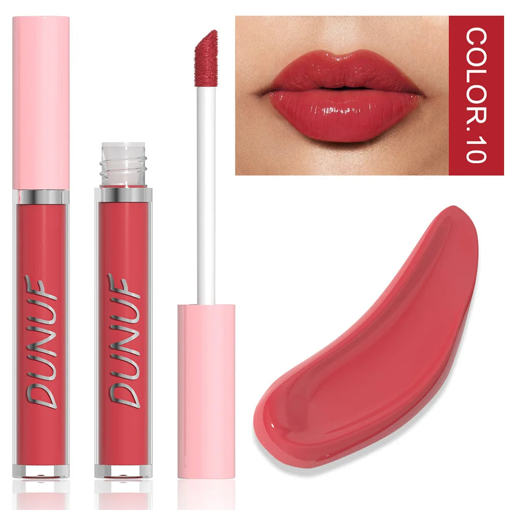 DUNUF High Quality Mirror Gloss Herorange Lipstick Lip Gloss Make-up Lightly Glass Moisturizing Plump Lip stick Lipgloss Gifts