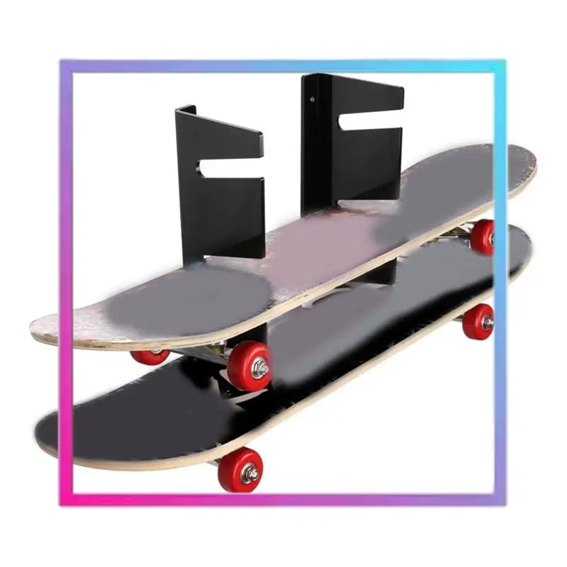 AB94-Skateboard Wall Mount Display Rack,Skateboard Shelf With Three-Layer, Skateboard Storage Hanger For Home Or Garage 1Pair Du