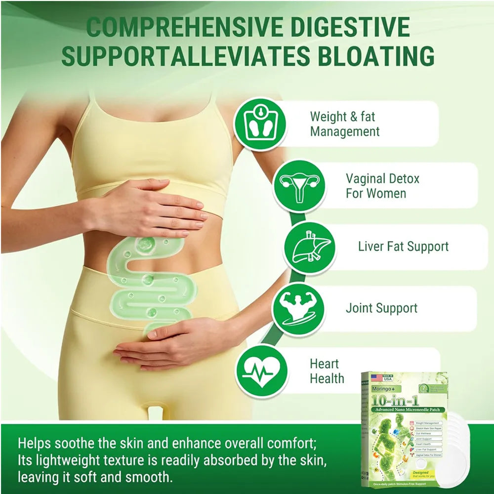1-10X Advanced Moringa Berberine X Nad Patches - Comprehensive 10-In-1 Wellness Support Promote Internal Balance for Women Men