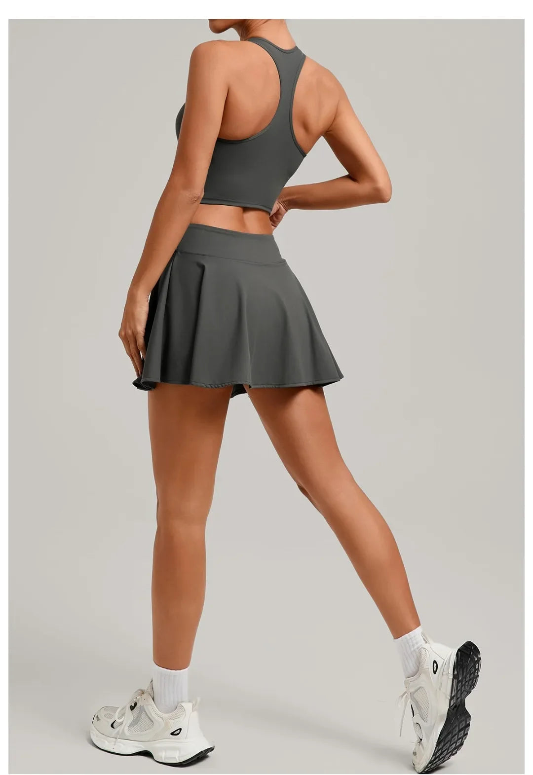 Women's Tennis Skirt Sets Golf High Waist Hip-lifting Anti-Exposure Pokets Fitness Running Sports Beauty Back Vest Workout Suits