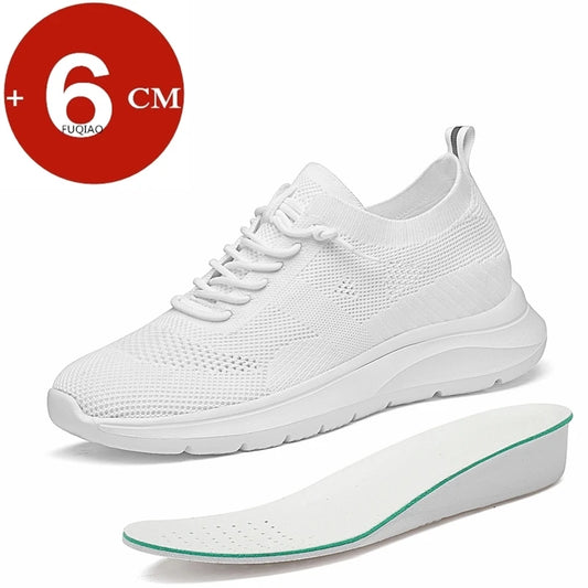 Unisex 6CM Height Increase Breathable Mesh Casual Shoes Lightweight Comfortable Elevator Sneakers for Men & Women Walking Shoes