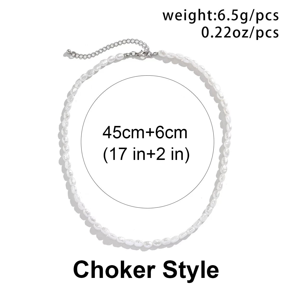 Cool White Baroque Pearl Necklace for Men and Women Sexy Trendy Choker Beaded Chain Collar Accessories Gift
