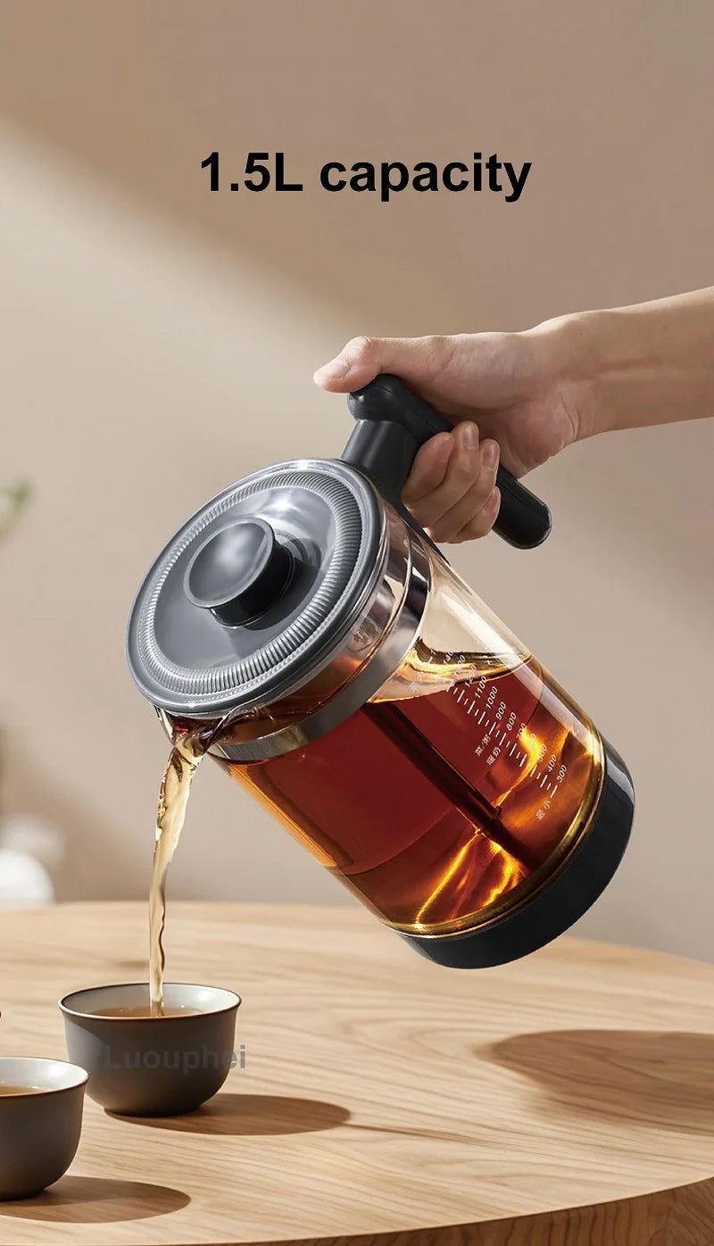 1.5L Smart Electric Kettle Multifunction Steam Teapot Temperature Control Health Pot Office Glass Flower Teapot Auto Keep Warm