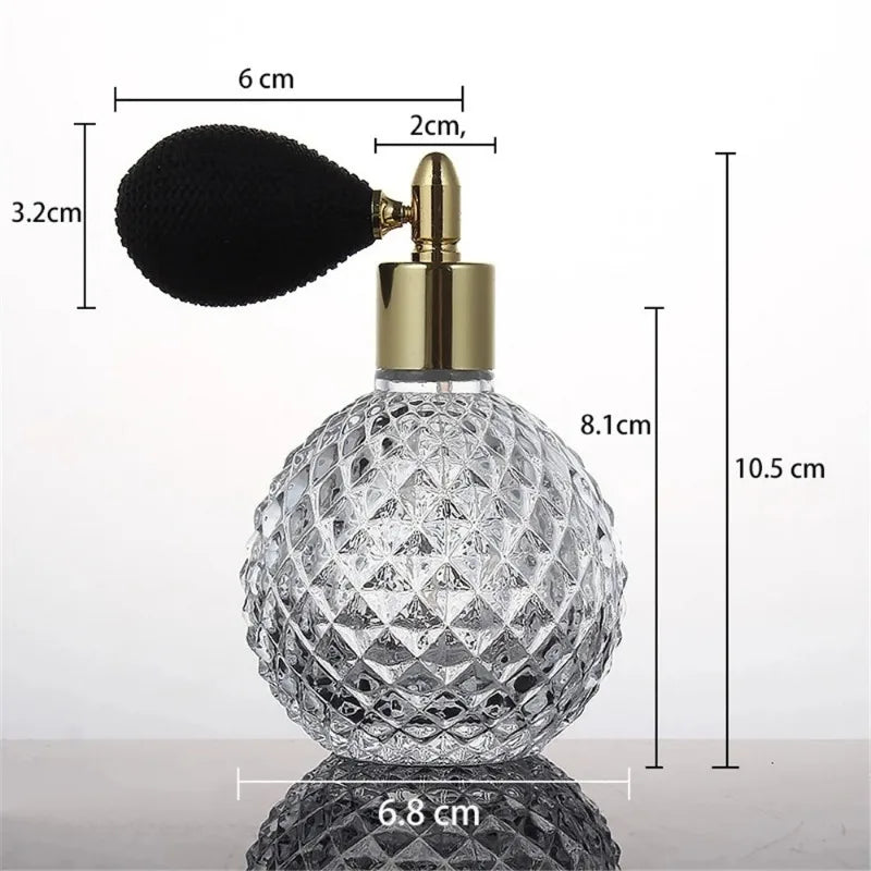 50/100ml Portable Vintage Crystal Glass Perfume Bottle With Airbag Atomizer Empty Cosmetic Container Refillable Spray Bottles