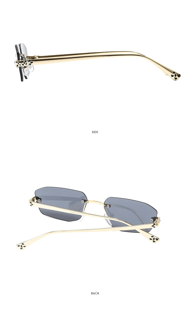Popular Brand Brown Square Women Sunglasses Fashion Luxury Rimless Rectangle Sun Glasses Female Shades UV400 Vintage Eyewear