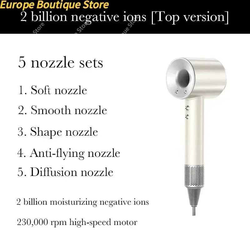 New Super Hair Dryer 220V Leafless Hair Dryer Personal Hair Care Styling Negative Ion Tool Schedule Negative Ion Electric Dryer