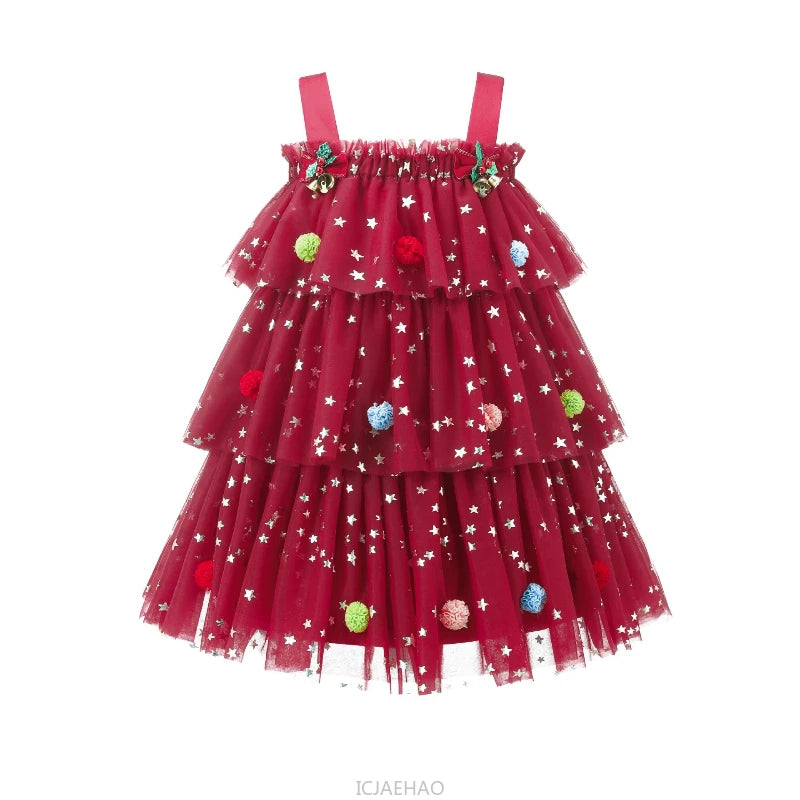 Party Dress New Children Christmas Girls Strapless Princess DressesKids Tulle Cake Gown Clothes Costume Kids Halloween Costume