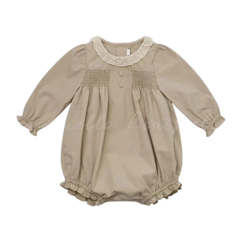 2025 Autumn Winter Baby Clothing Jumpsuit New Long Sleeved Girls Jumpsuit Fresh Floral Casual Cotton Baby Triangle Crawling Suit