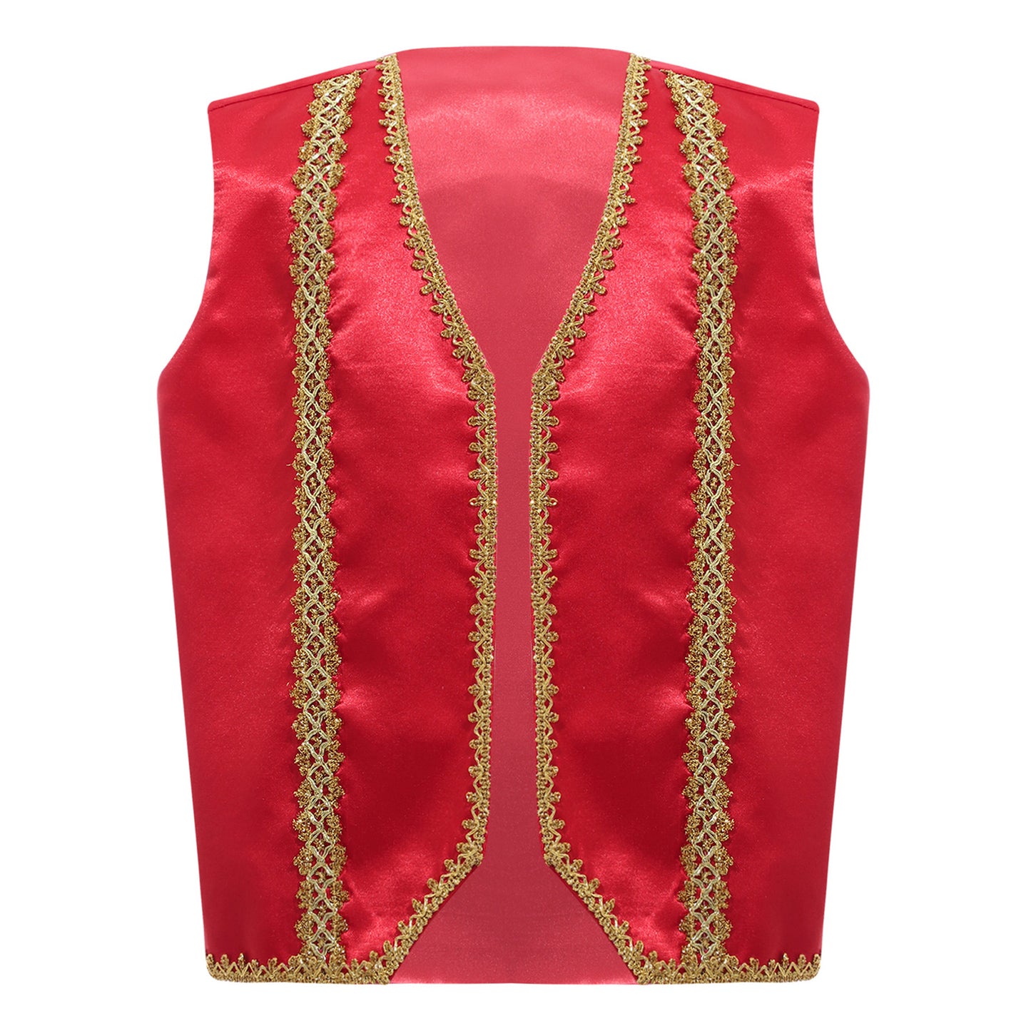 Kids Girls Boys Medieval Steampunk Costume Arabian Prince Sleeveless Golden Trim Waistcoat Vest Halloween Cosplay Fancy Dress Up