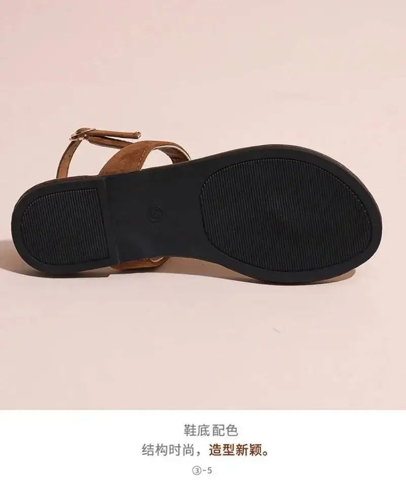 2025 Women's Shoes Fashion Daily Sandals Women Buckle Strap Flat With Outdoor Open Toe Female Shoe