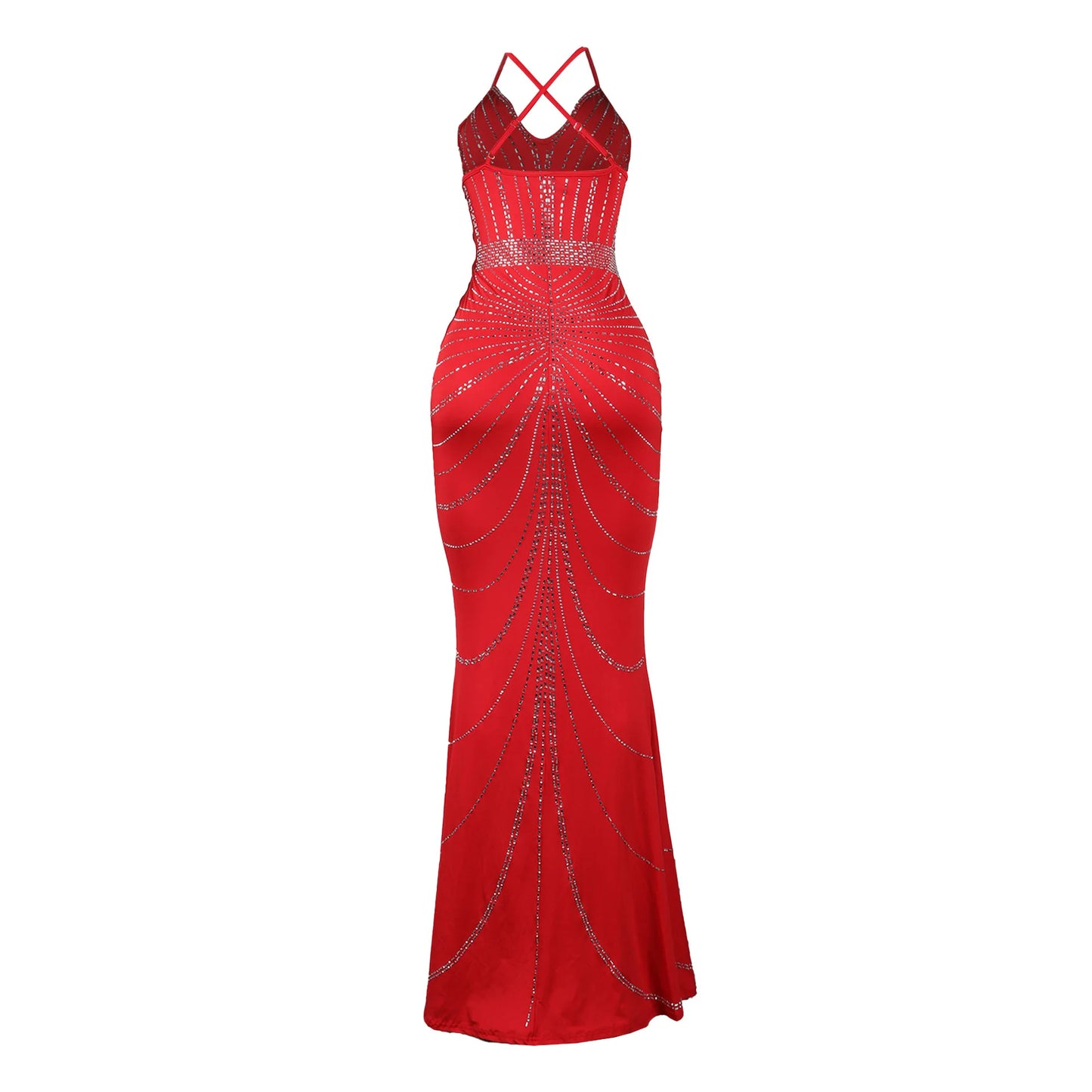 Sparkling Solid Color Hot Diamond Sheer Mesh Long Skirt, Elegant and Luxurious Spring Women's Cocktail Dress, Celebrity Clothing