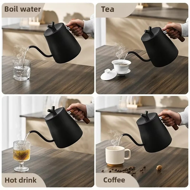 Smart Electric Gooseneck Kettle 1L 1000W, Stainless Steel Pour Over Coffee/Tea, 40-100°C Temp Control, Auto Shut-Off