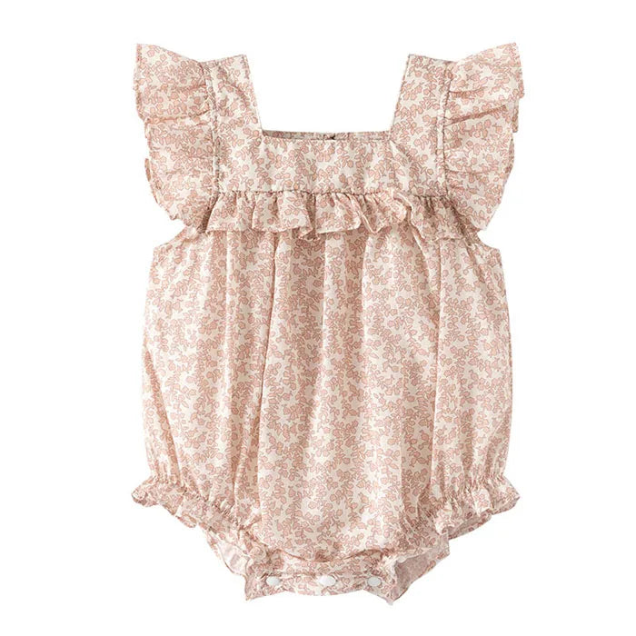 2025 New Summer Toddler Baby Girls Jumpsuit Flying Sleeve Cotton Flower Print Newborn Baby Girls Romper 0-24M Baby Clothing