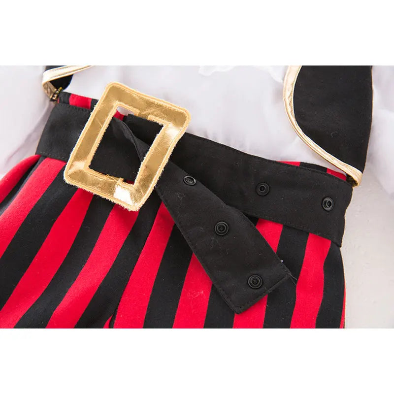 Baby Boys Girls Captain Pirate Costume Infant Toddler Romper Jumpsuit Umorden Halloween Purim Party Fancy Dress Red Stripe