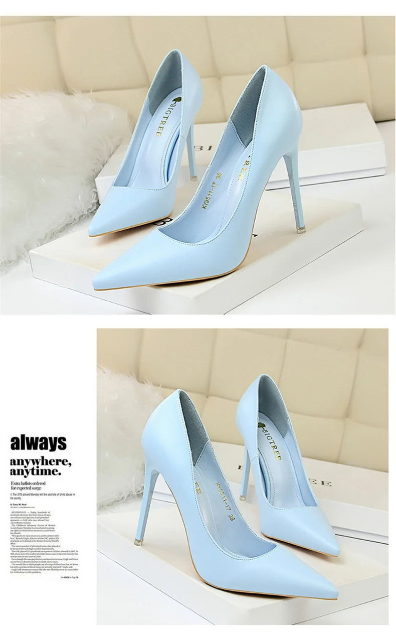 Women Korean Version Fashion Shallow Mouth Office Shoes Stiletto Party Single Shoes Female Comfort Women Heels Simple 9511-17