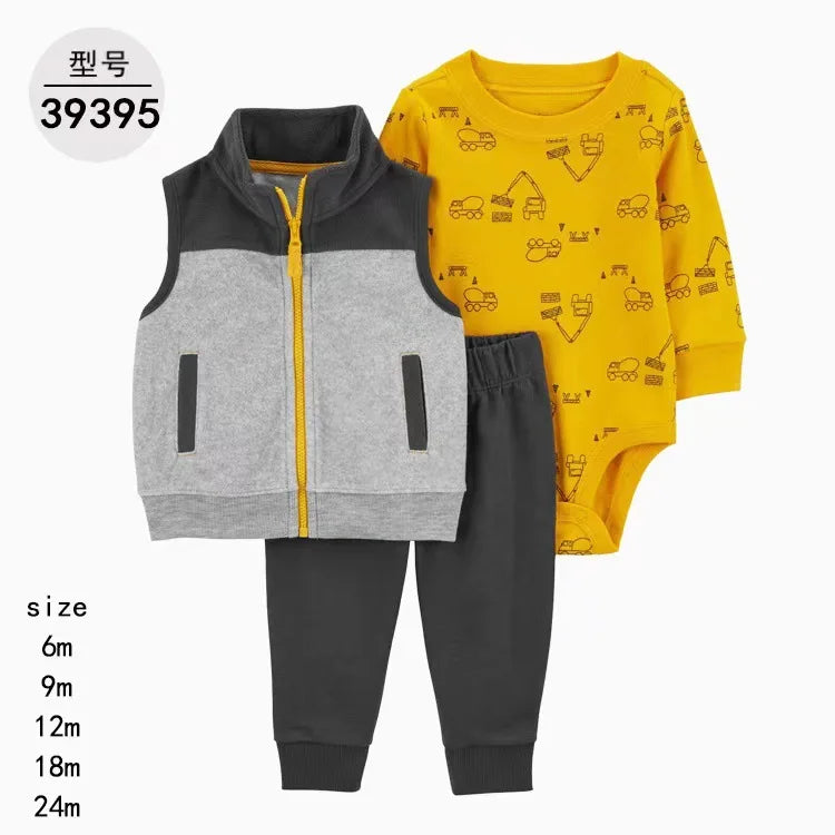 3-piece Suit Summer Baby Clothes Sets Baby Short Sleeve Shorts Cover Clothes Cute Girls Bebe Children Cotton 100% Clothing 6-24M