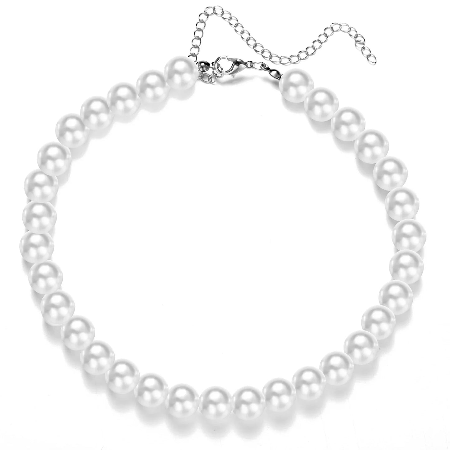4 5 6 8mm White Pearl Chokers Necklace Clavicle Chain For Women Classic Fashion Elegant Wedding Neck Jewelry Love Pendant Gift