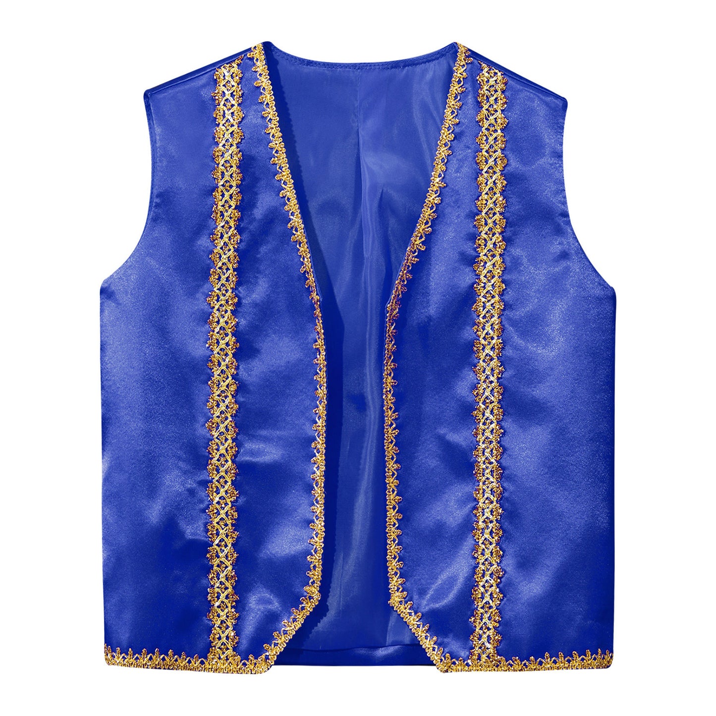 Kids Girls Boys Medieval Steampunk Costume Arabian Prince Sleeveless Golden Trim Waistcoat Vest Halloween Cosplay Fancy Dress Up