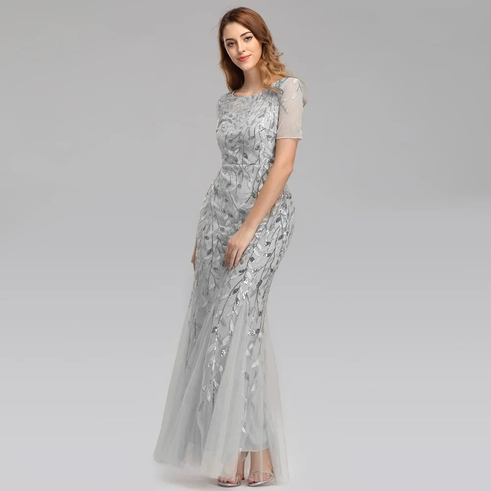 Sexy vintage Maxi Sequin cocktail Dress bridesmaid Prom Dresses for Women Casual Party Long sleeve club Bodycon Dress vestidos