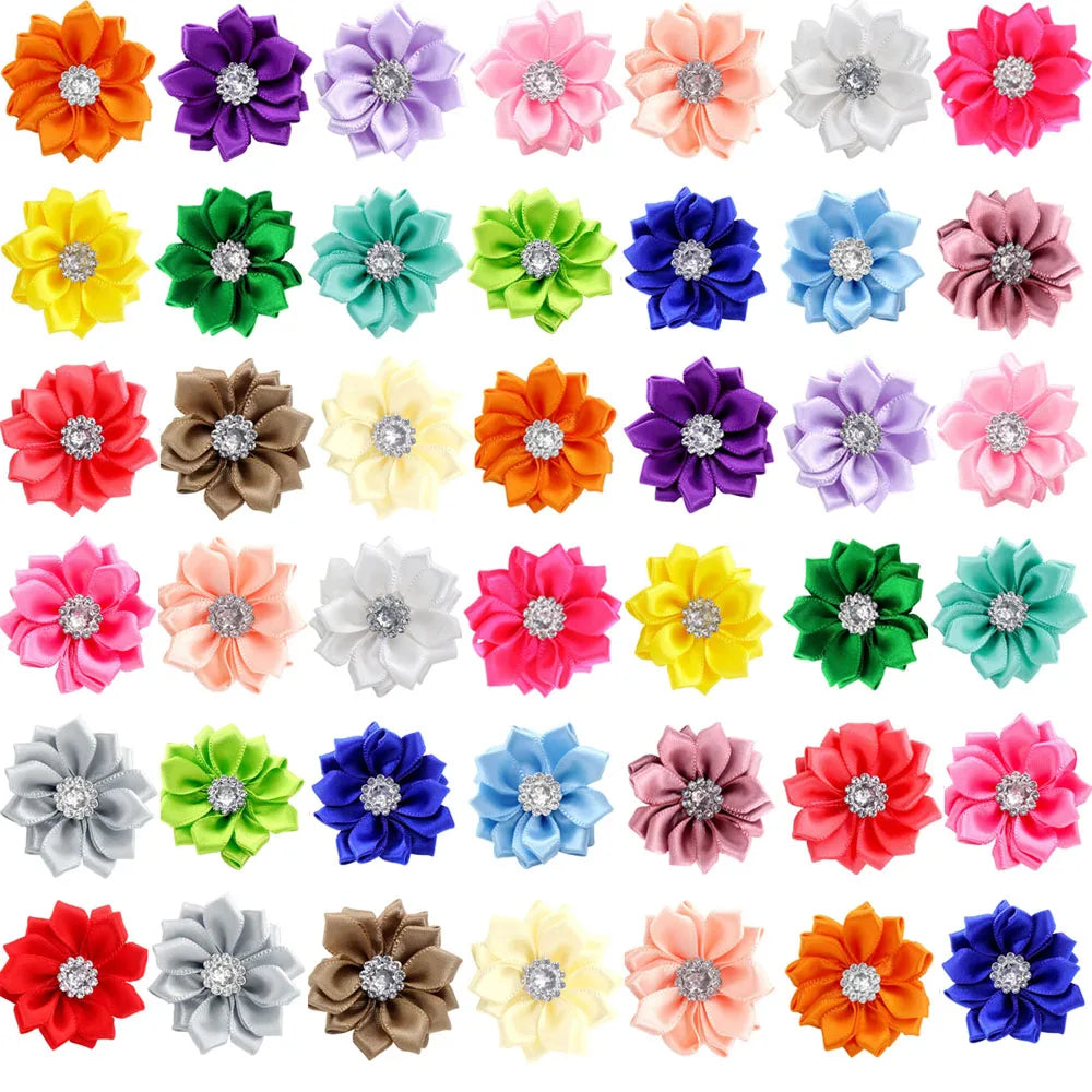 50/100pcs Bright Fashion Pet Dog Hair Bows Pet Hair Remover Hand-made Exquisite Pet Bows Supplies Pearls Pet Hair Accessories