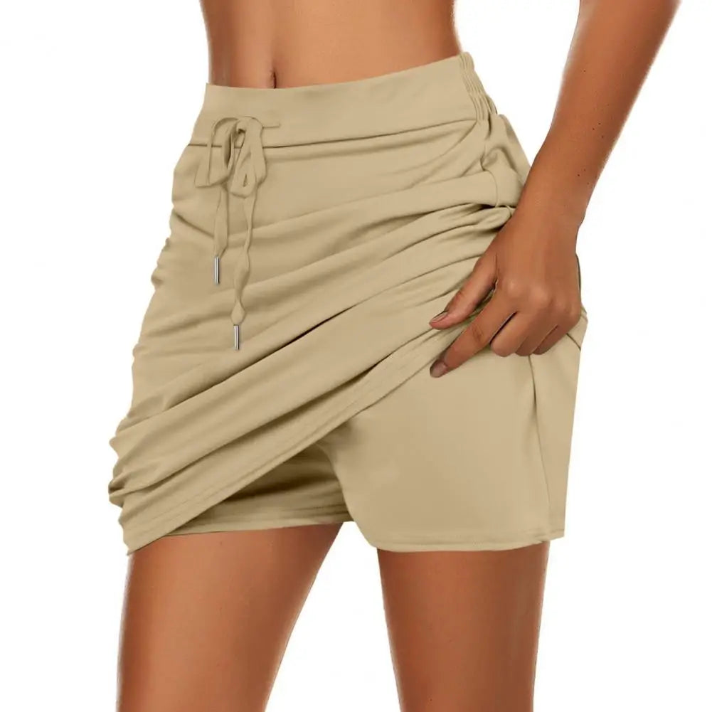 Women Golf Tennis Skort with Inner Shorts High Waist Wide Waistband Solid Athletic Skirt Sports Inner Bike Shorts Women Skort