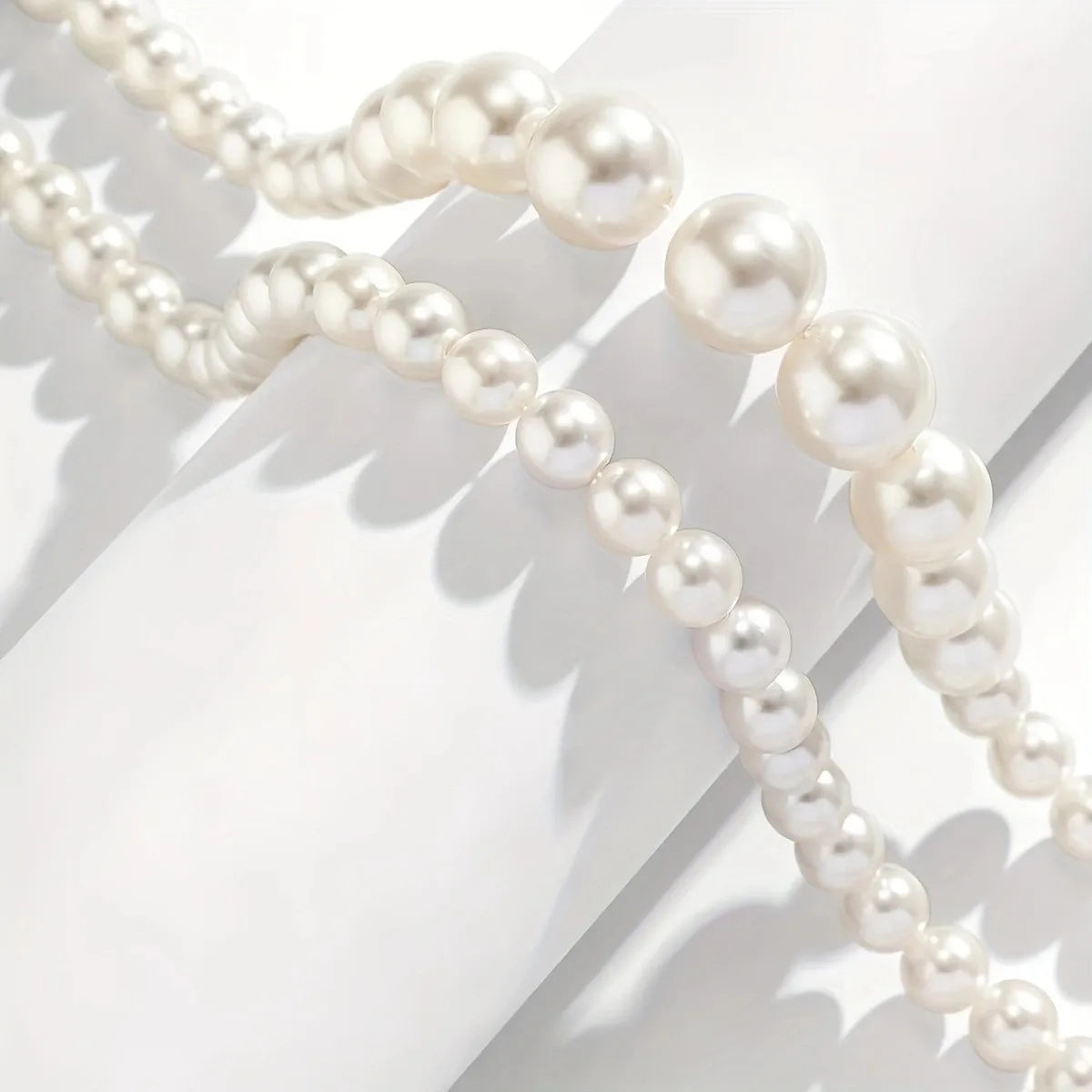 2 Pcs Set Exaggerated Big Imitation Pearl Clavicle Chain Necklace for Women Wedding Bridal Jewelry