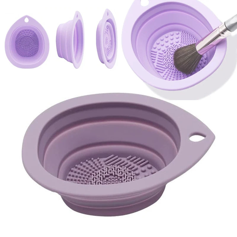 New Silicone Makeup Brush Cleaner Folding Powder Puff Cleaning Bowl Eyeshadow Brushes Washing Soft Mat Beauty Tools Scrubber Box