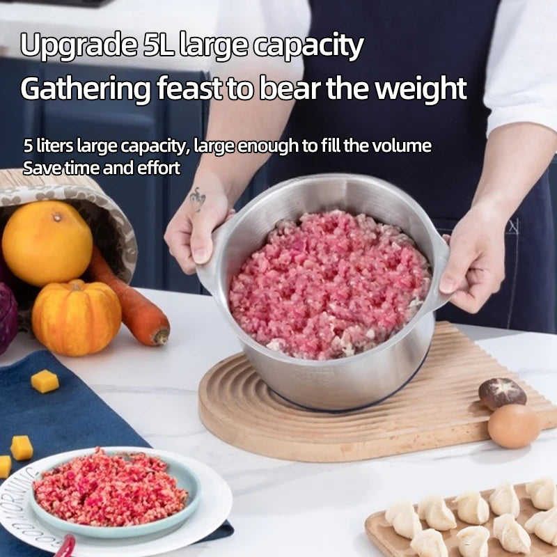 5L Home Electric Stainless Steel Meat Grinder 500W Powerful Vegetable Fruit Food Processor Chopper Slicer Food Grinder