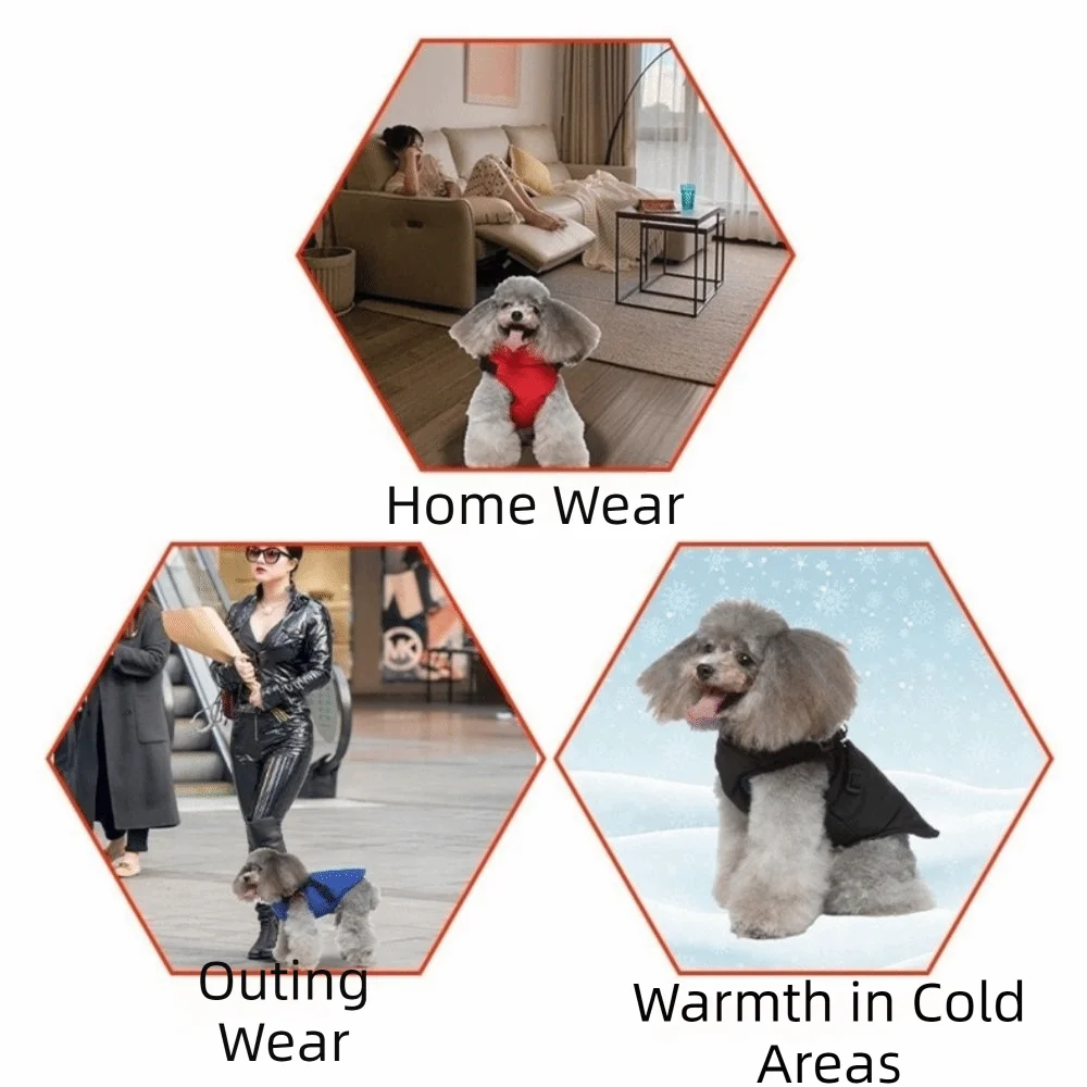 Waterproof Adjustable Dogs Down Clothes Thicken Warm Winter Dog Clothes Soft with Harness Dog Coat for Dogs Cats