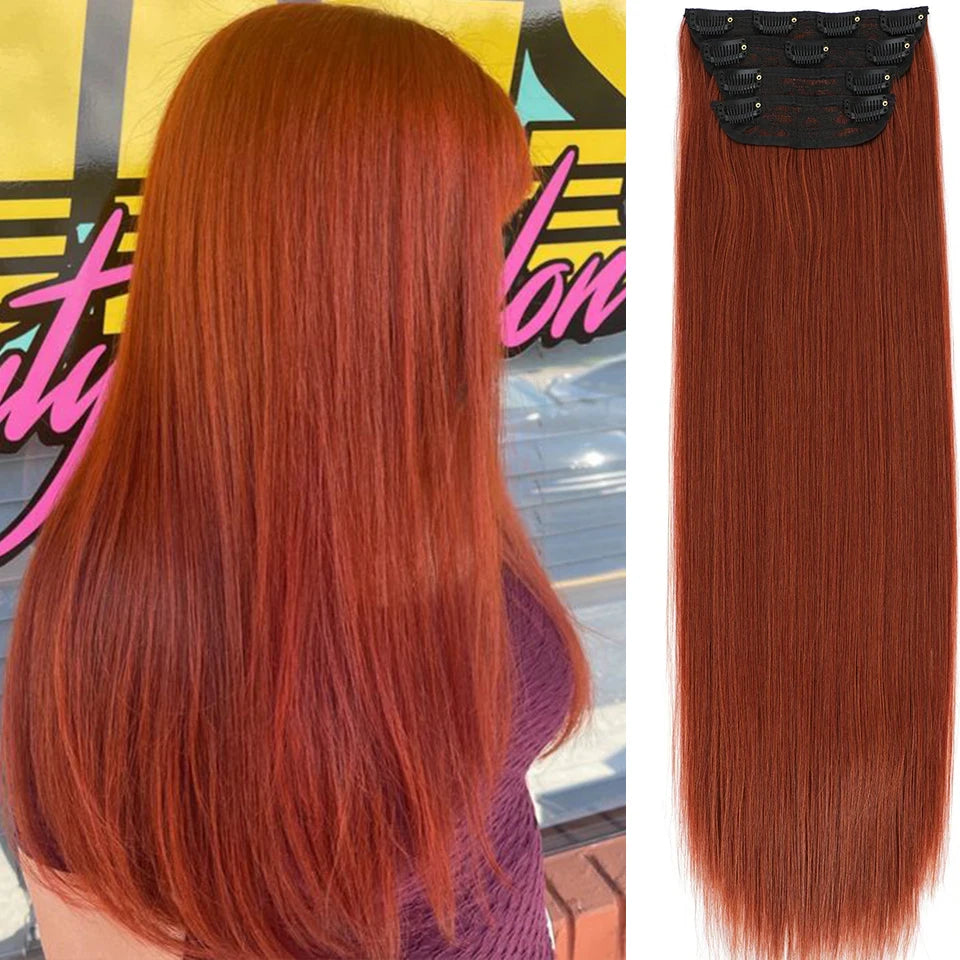 24Inches 200Grams M888 Ombre Blond 27/613 4Clips In Straight Hair Extensions Bio Heat Resistant Soft Nature Synthetic Hairpieces