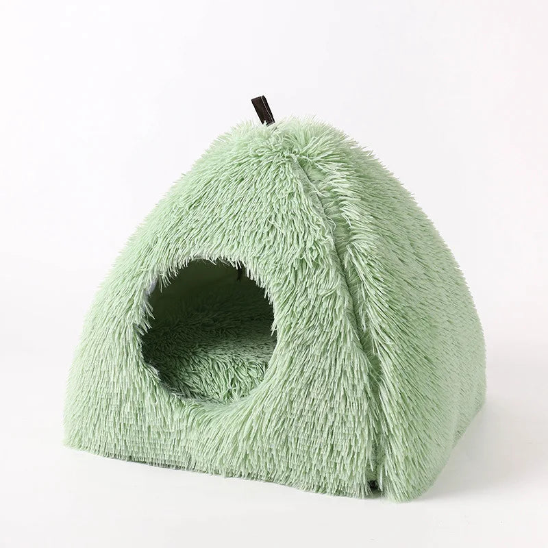Enclosed Cat House - Winter Warm & Thickened Triangular Deep Sleep Pet Bed for Cats & Small Dogs | Cozy & Insulated Pet Shelter