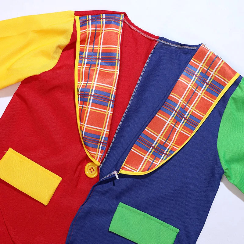 Halloween Costumes Kids Adults Circus Clown Joker Cosplay Outfits Colorful Fancy Clothes Party Entertaining Dress Up